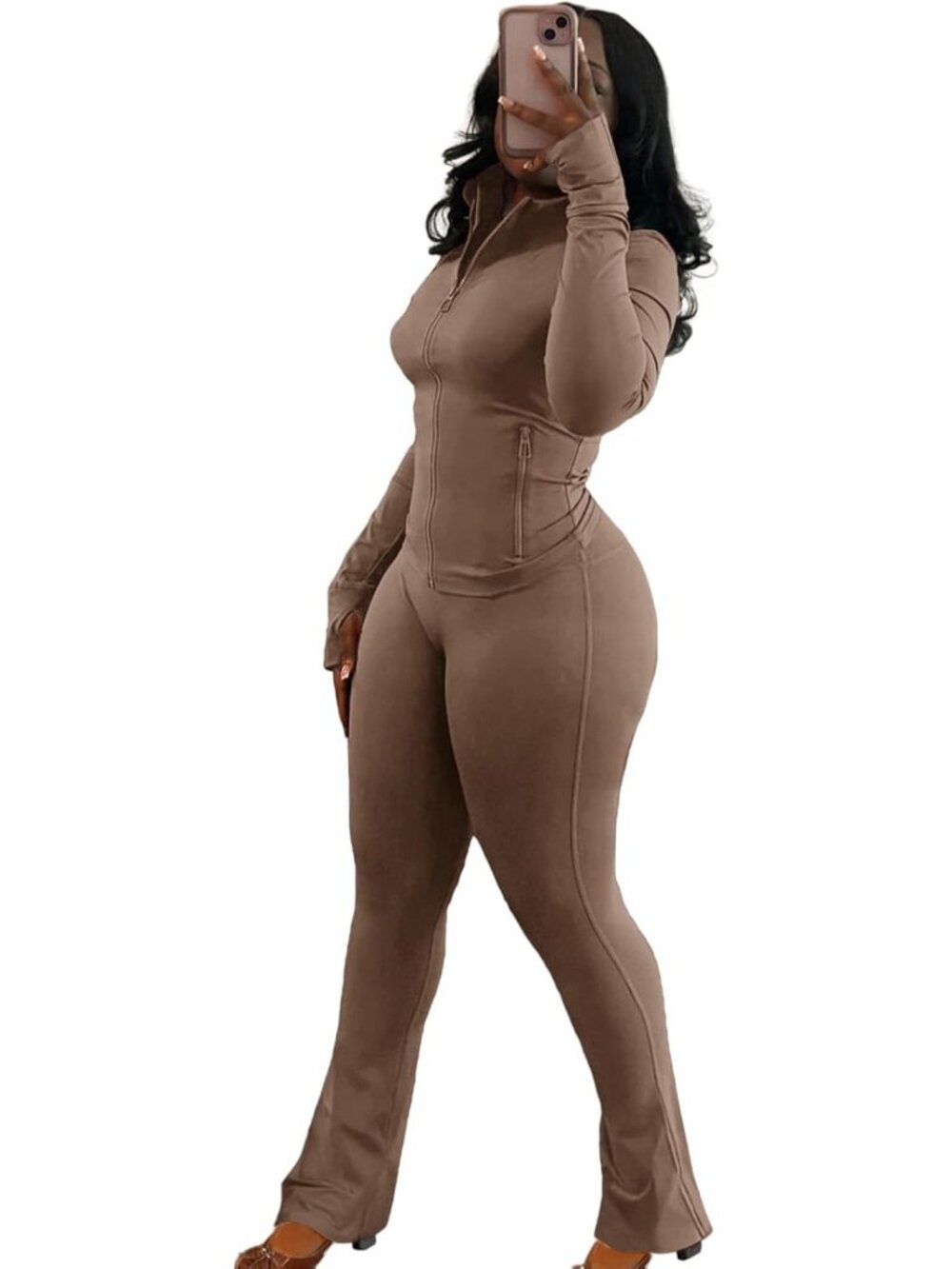 Chic Women's 2-Piece Tracksuit Set | Long Sleeve Zip Jacket & Leggings Outfit
